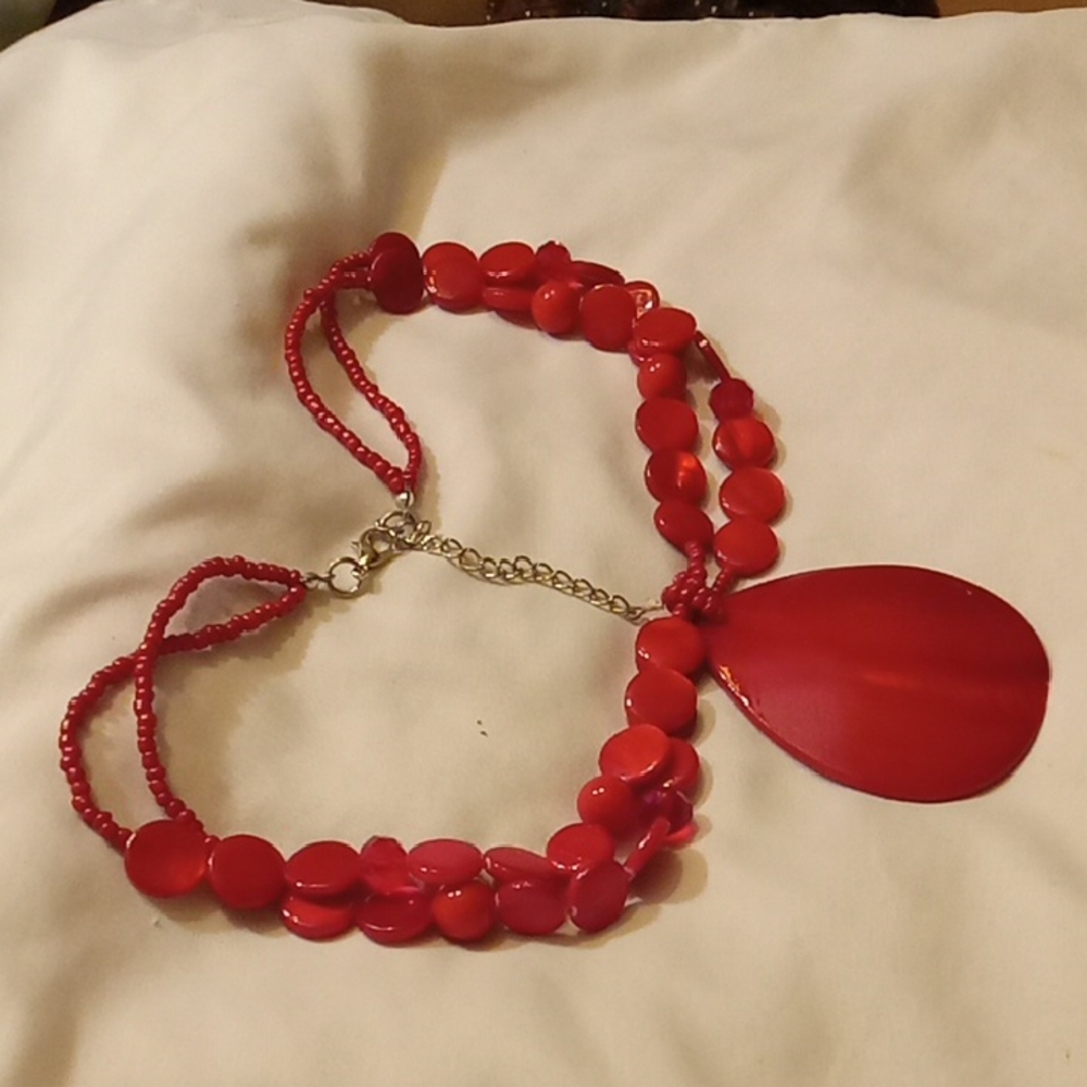 Elegant Red Beaded Necklace